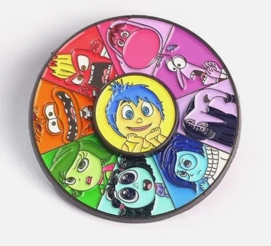 Inside Out Spinning Enamel Pin -Disney Pixar Emotions Double back 2" Large Pin
