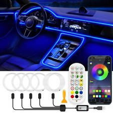 Jushope Interior Car LED Strip Lights, RGB USB Ambient Lighting 5 in 1