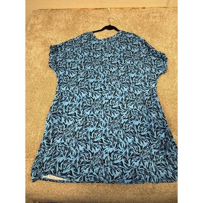Terra & Sky Womens 2X Blue Black Abstract Tiger Pocket T-Shirt Dress 20W 22W