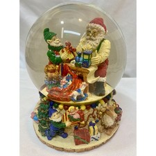 Traditions Christmas Large Musical Snow Water Globe Santa  Elf Preparing Sleigh