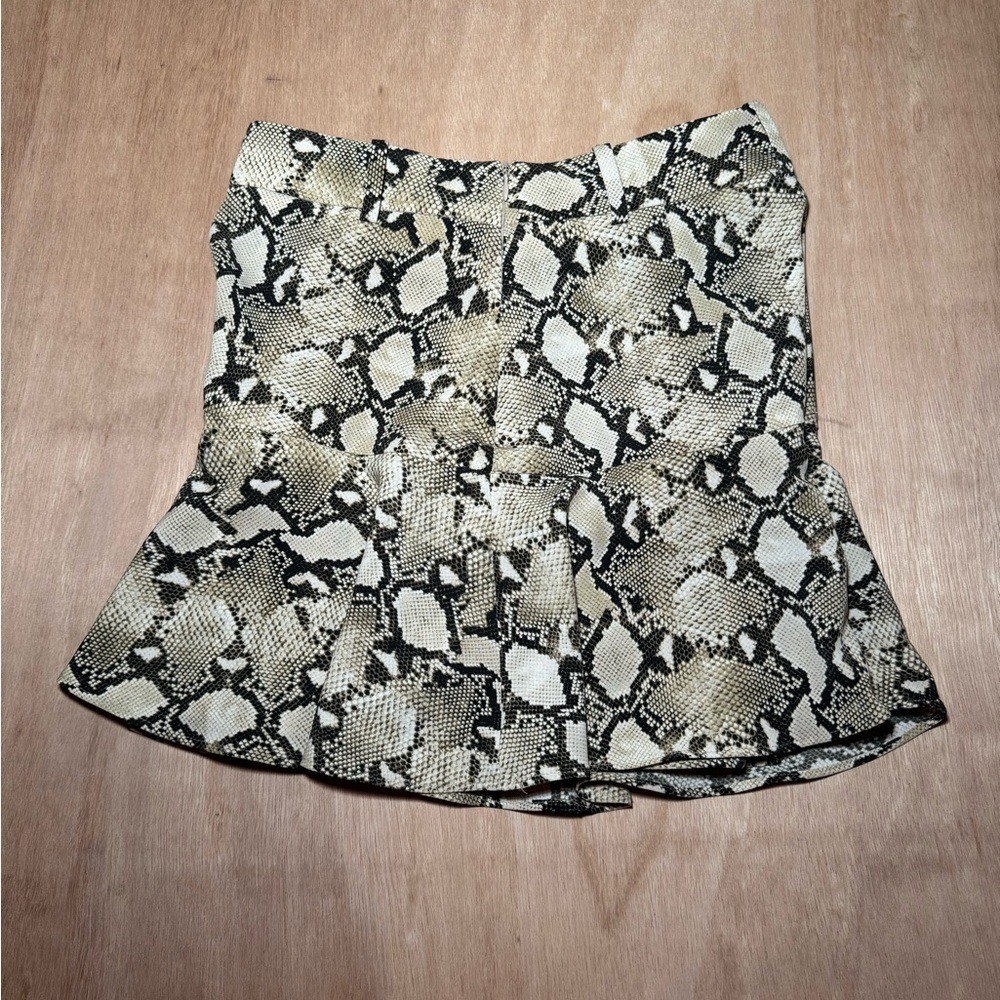 ZARA BASIC Snake Print Flared Mini Skirt Womens S… - image 5