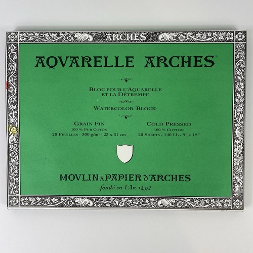 Arches Aquarelle 9” x 12” Watercolor Block 140lb Cold Pressed Cotton Sheets READ