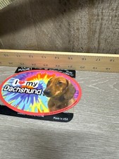 I Love My Dachshund Oval Tie Dye Magnet Fun Car Locker Refrigerator Magnet New