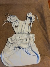 Shein Dress Womens XS Light Blue Ruffle Sleeve Cutout Tiered Summer Open Back