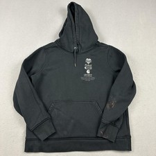 Carhartt Pullover Women Large Black Hooded Graphic Pocket Fleece Relaxed L 