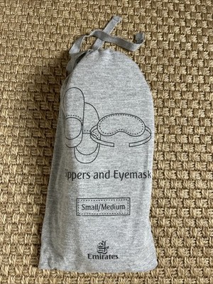 EMIRATES First Class, Slippers and Eye Mask Set- Small/Medium NEW