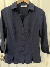 Express Design Studio Fitted Button Down Shirt Long Sleeve Black Size M