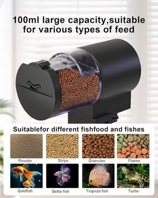 Automatic Fish Feeder, 100ml Battery Timer for Aquarium Vacation