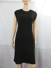Theory Classic Crepe Shirred Black Sleeveless Sheath Dress Shirred Neck SZ M