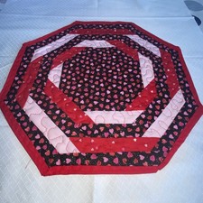 Handmade Table Runner For Valentine’s Day with tiny pink and red hearts.