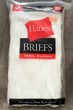 Hanes Men's White Briefs sz 36 100 Cotton Underwear Vintage 2000 3 Pack