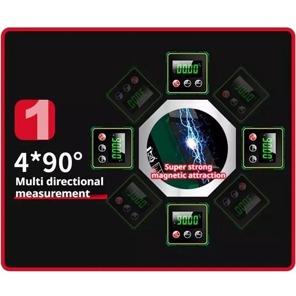 Buscador de ángulos digital con láser electrónico medidor de ángulo magnético fuerte de 4 lados Foto 4 de 4