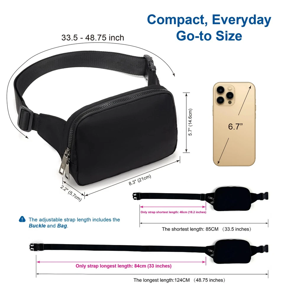 Belt Bag Large 2L, Running Bag Nylon Fanny Pack Purse for Women and Men with Adj - Image 4 of 4