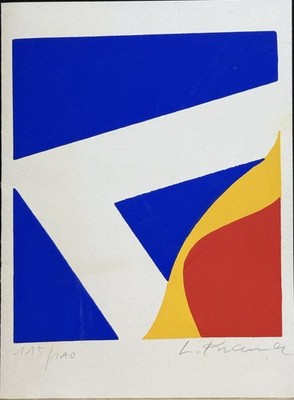 Lukas Kramer (1941) Geometr. Kompoistion. Siebdruck auf Neujahrskarte Signiert
