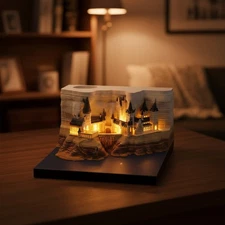 Unique 3D Paper Carving Calendar 2026: Magic Castle Memo Pad & Night Light