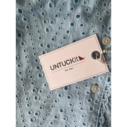Untuckit for her Top Harriet Style #41094 blau Lg Ösen Spitze Baumwolle Bluse - Bild 5 von 7