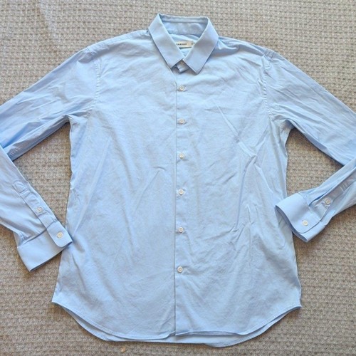 Sandro, Sandro Shirt Mens XL Blue Solid Slim Fit Dress Long Sleeve Turkey Cotton Stretch