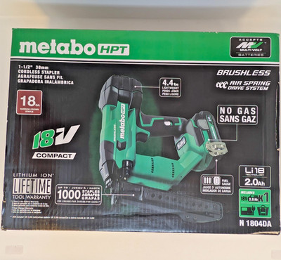 Metabo HPT N1804DA 18V Brushless Cordless 18GA Narrow Crown Stapler Kit New