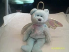 Vtg. Ty Beanie Baby Halo the Angel Bear (blue) Irid wings-Tush Tag ONLY