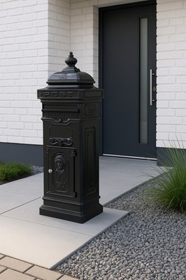 Schöner Briefkasten, Postkasten, Standbriefkasten, Mailbox, Post, Brief, Schwarz