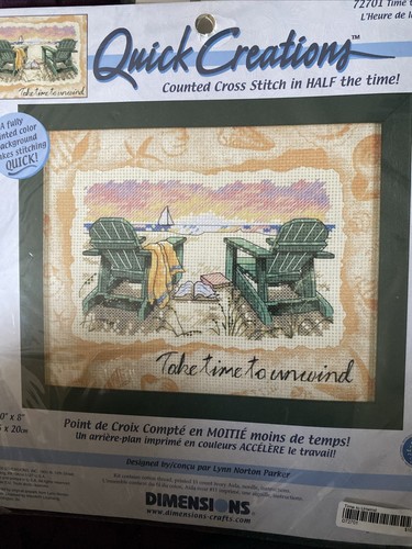 Dimensions 10"x 8" Quick Creations Strand Thema ZEIT ZUM ABWICKELN Kreuzstich-Set