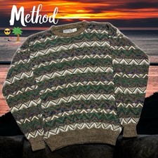 Vintage Method Sweater Men’s 2XLT Made in Korea Coogi Style 90s Abstract Knit