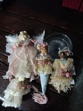(3)Vintage Hanging Angel Cat Ornament 8 in Tall See Description & Pictures 