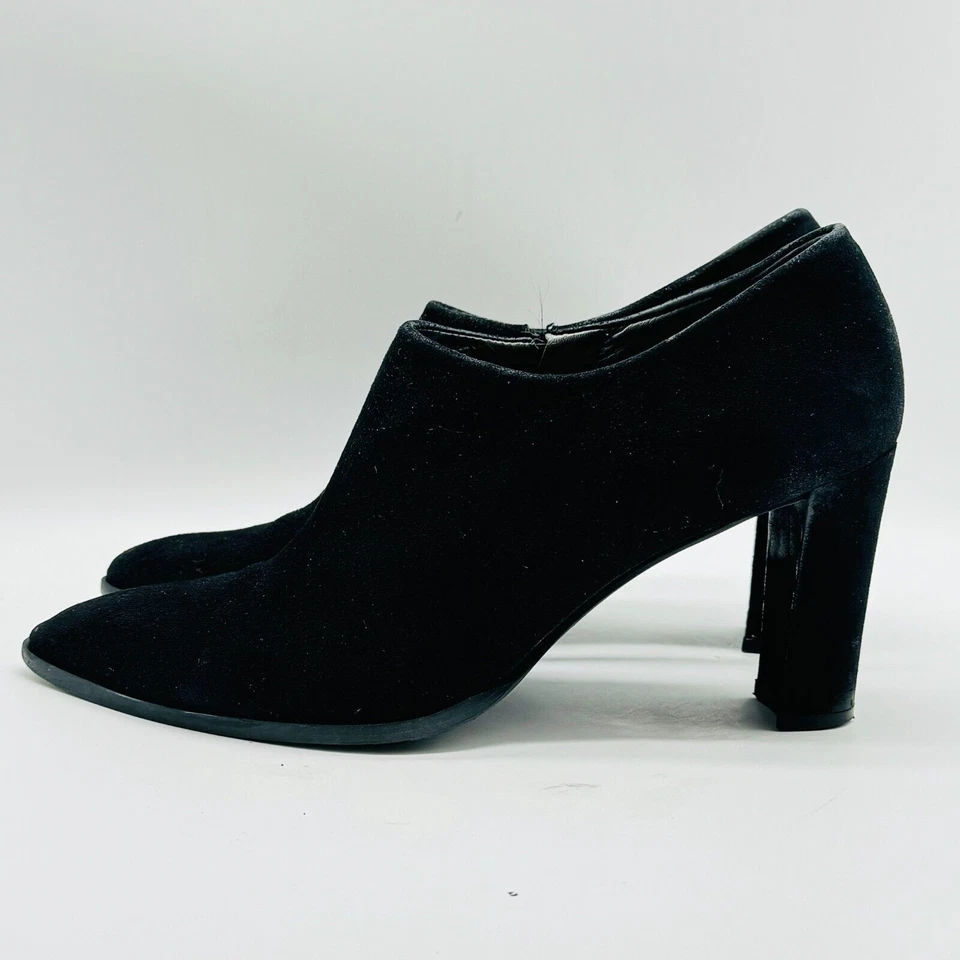 Stuart Weitzman Botas Mujer 9.5 Negro Gamuza Botín Vestido Fiesta Tacones Foto 4 de 4