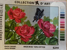 Printed needlepoint canvas 30x40 Cm Wild Canvas Only Red Roses Rto