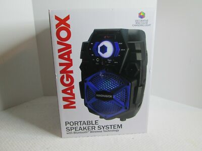 magnavox portable speaker with rgb color changing lights & bluetooth