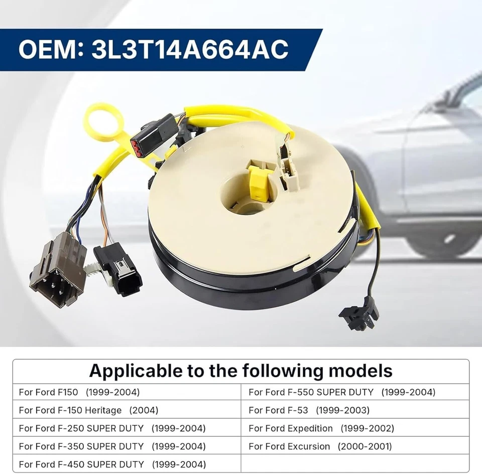 Steering Wheel Clock Spring 3L3T14A664AC For 1999-2004 Ford F-150 F-250 F-350 Foto 3 de 4