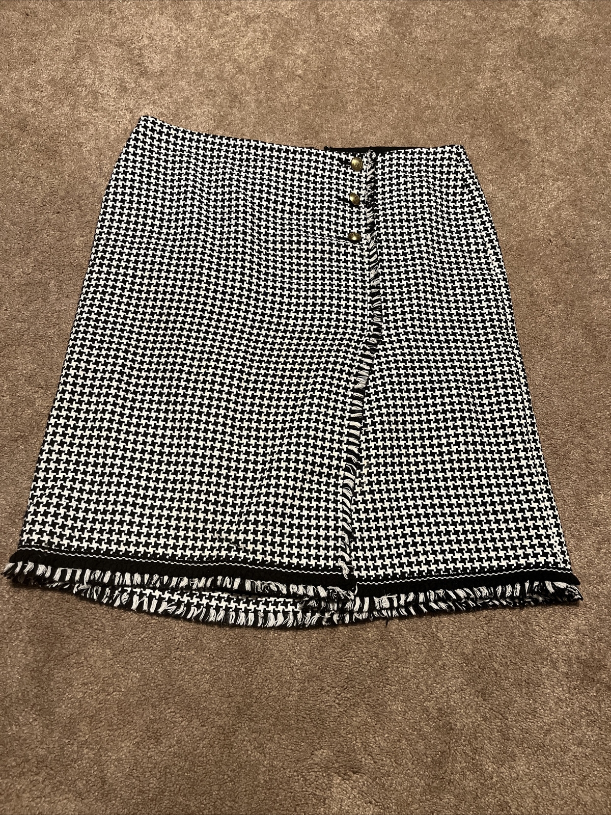 Talbots black houndstooth pattern knee length ski… - image 1