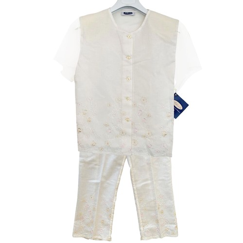 Abito Vestito Cerimonia Bambina Panna fiori Lino Alessia 11 anni Listino  100€ | eBay
