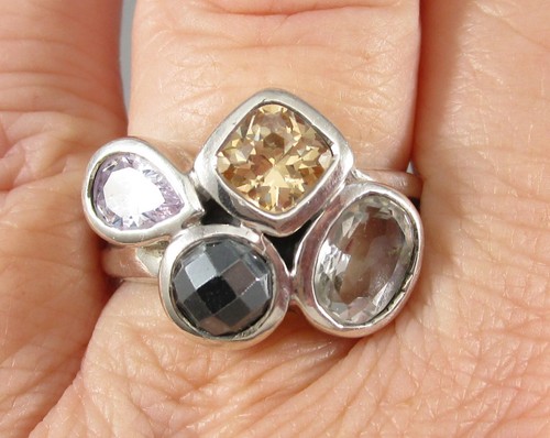 Retired SILPADA Wine Flight Amethyst CZ Hematite Sterling Silver 925 Ring Size 8 - Picture 13 of 15