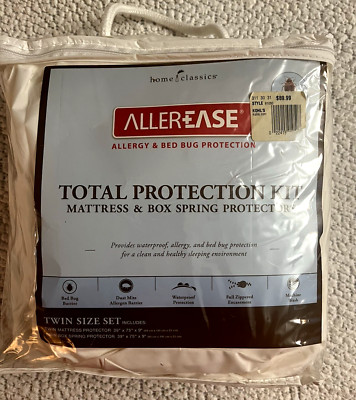 NEW Home Classics Allerease Twin Total Protection Mattress & Boxspring Covers