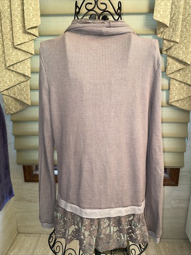 Women’s Dylan Dark Mauve Open Front Cardigan With Lace Detail Size Small - Picture 4 of 8