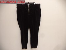 Good American Plus Women's Black Velvet Good Waist Exposed Zip Pant, Size 24