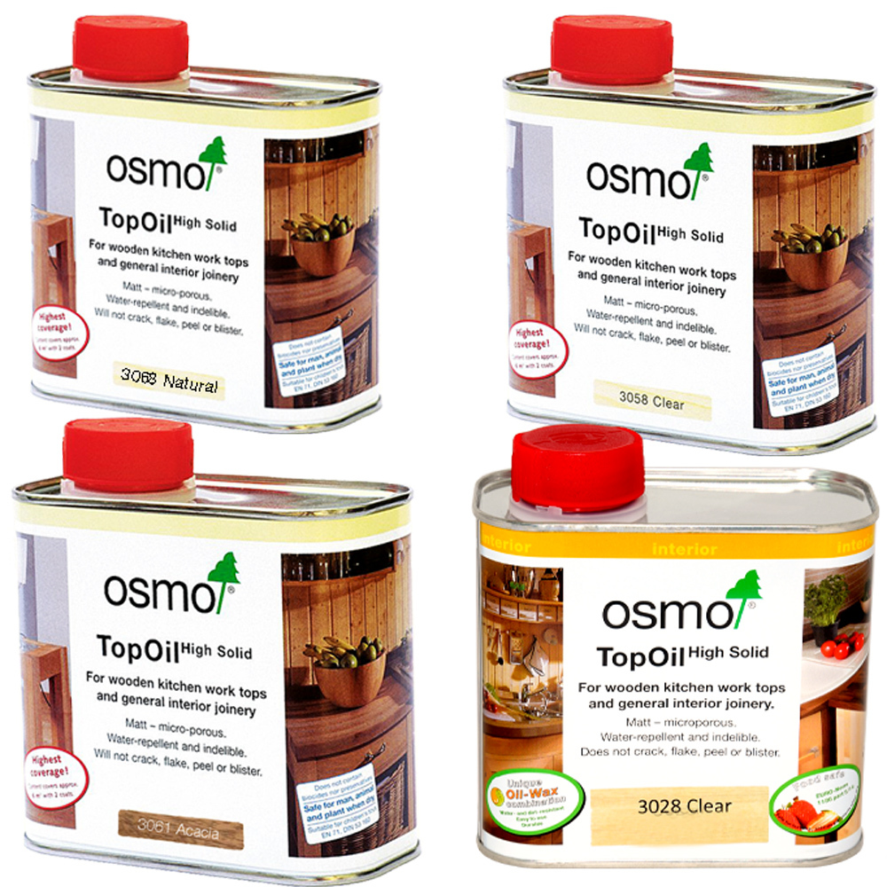 Osmo Top Oil 3058 Clear Matt, 3068 Natural, 3061 Acacia Matt, 3028