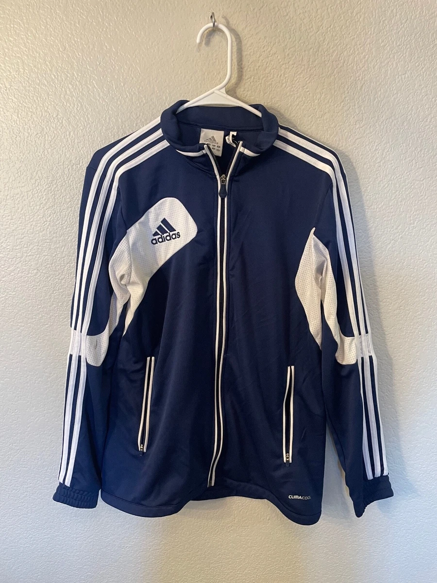 Adidas ClimaCool Navy White Jacket Sz Small Full Zip Long Sleeve