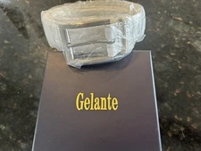 NEW IN BOX Gelante Men's Classic White Dress Belt Genuine Leather 34-36
