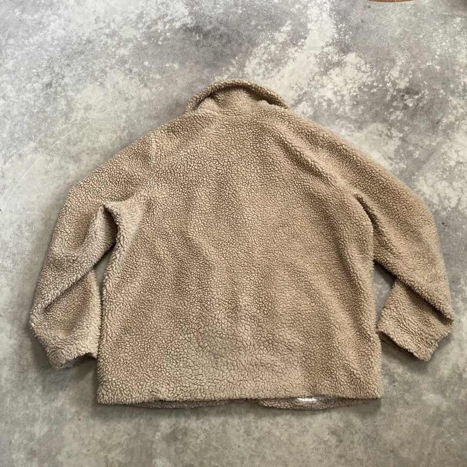 Abrigo Hollister Mujer Talla Grande Cuello Bolsillos de Peluche Cierre de Cremallera Corto Marrón Tostado Foto 4 de 4