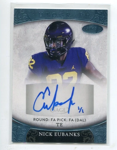 2021 Sage Aspire AUTOGRAPH BLUE Nick Eubanks 1/1 Michigan Wolverines