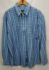 Vintage Timberland Weathergear Mens Long Sleeve Shirt Sz Large Blue Plaid Button