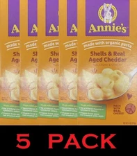 Annie's Macaroni & Cheese Shells Real Aged Cheddar With Organic Pasta 6oz 5 PACK