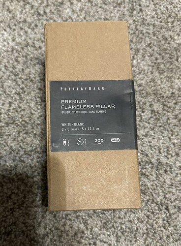 NEW Pottery Barn Premium Flickering Flameless Wax Pillar Candle~2" x 5" Ivory
