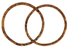 Pair of 6" Burnt Natural Rattan Wood Purse Handles Craft Macrame Fabric Crochet
