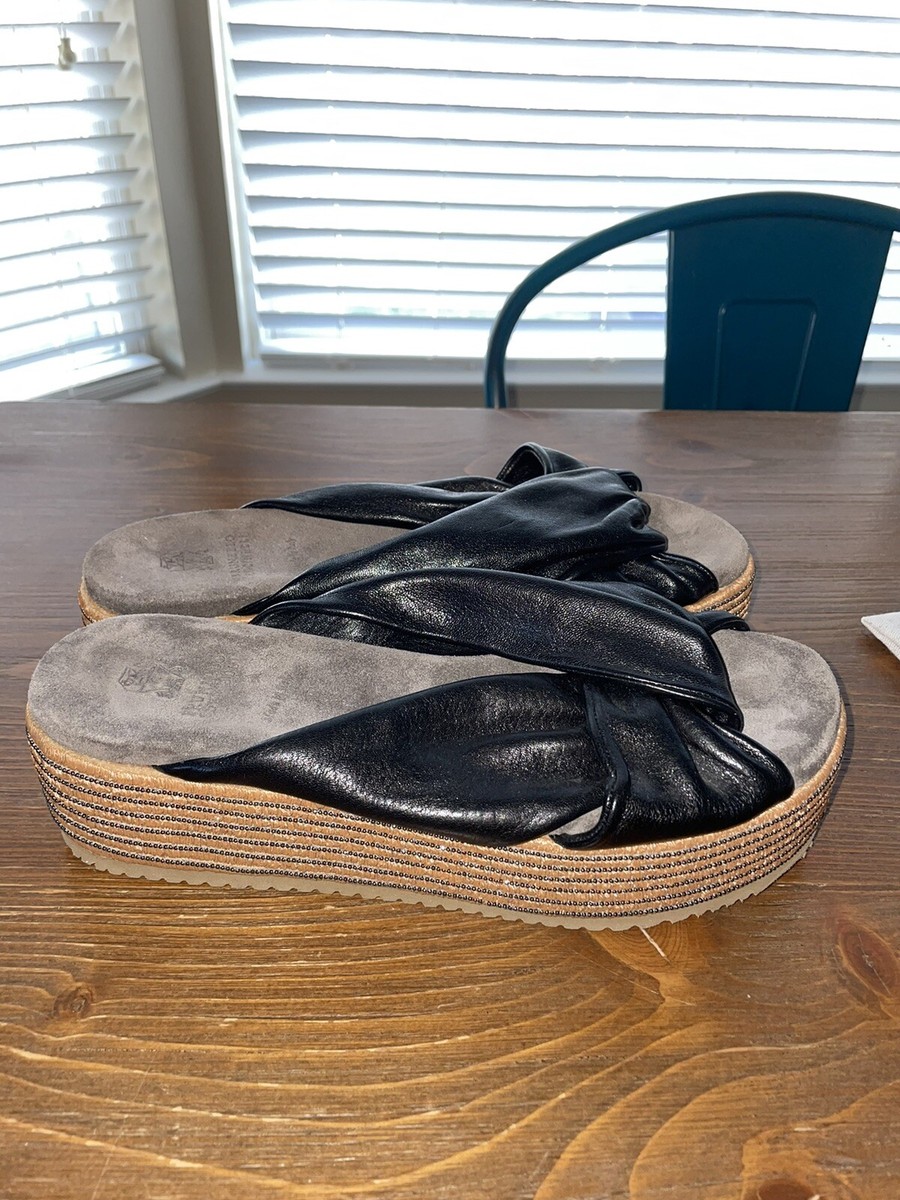 Brunello Cucinelli Monili Raffia Platform Slide Sandal Eur