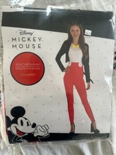 NIP DISNEY MICKEY MOUSE COSTUME COSPLAY WOMEN'S MEDIUM 6-8 CATSUIT EARS TAIL
