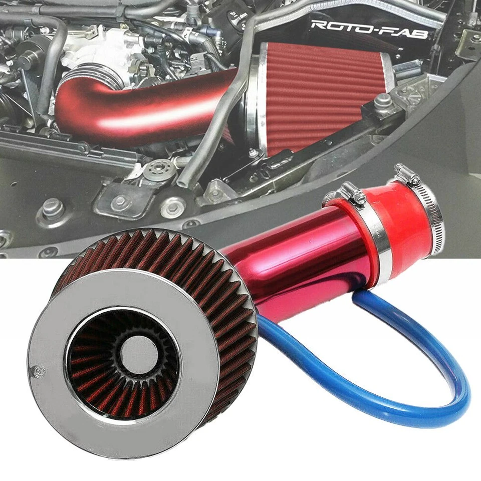 Red 3"Cold Air Intake Filter Induction Kit Pipe Power Flow Hose System Car Auto - Image 4 of 4