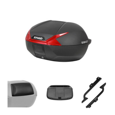KIT SHAD KOFFERRAUMBOX SH47 ROT + GESTELL FÜR HONDA 125 CBR R 2011-2017